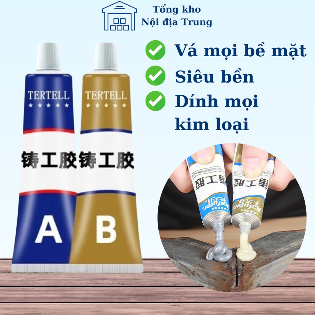 Keo hàn vá kim loại, sắt, thép 2 thành phần & siêu bền, chịu nhiệt tới 200 độ & kết nối mọi kim loại