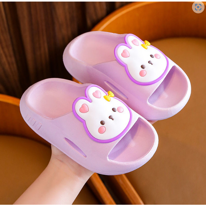 Dép bánh mì hoạ tiết bé thỏ dễ thương cho bé gái mang êm chân
