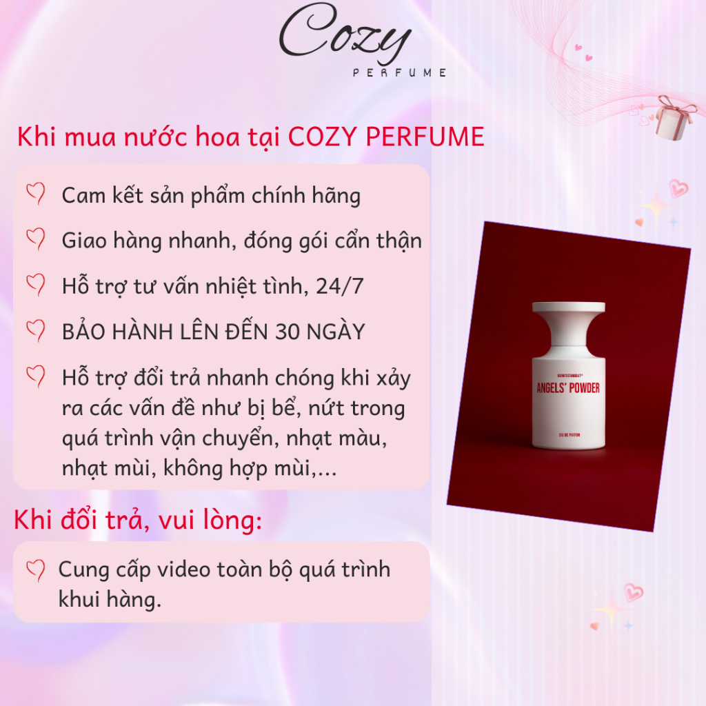 Nước hoa unisex Borntostandout Angels’ Powder Chiết 5ml/10ml Cuốn hút, Sang trọng - Cozy Perfume