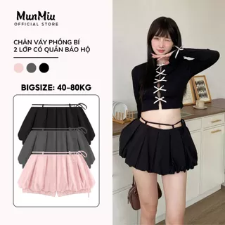 Chân váy nữ MunMiu chân váy phồng bí ngô 2 lớp có quần bảo hộ phong cách trẻ trung năng động 512