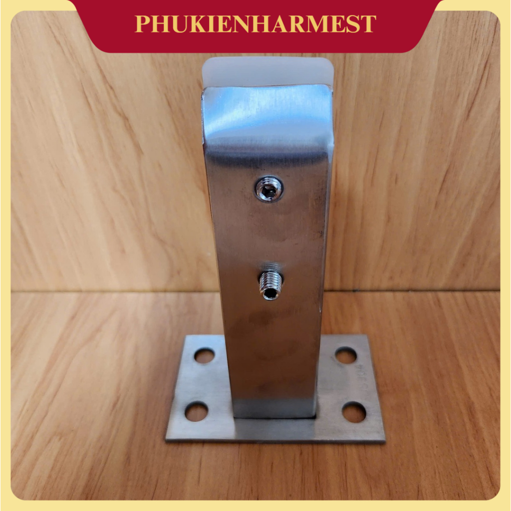 Trụ ngàm rỗng cầu thang, lan can kính Inox 304 Cao 16cm không cần khoan ...