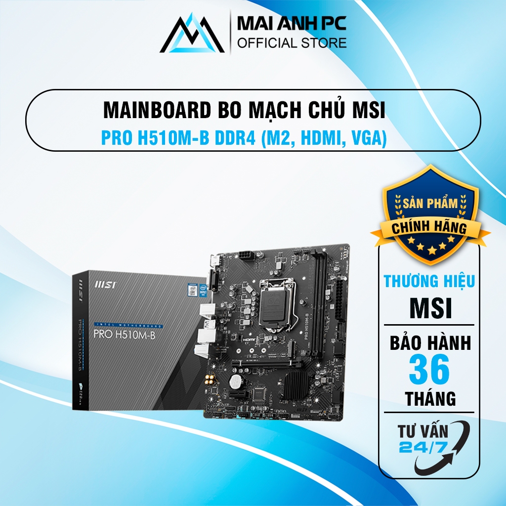 Mainboard MSI H510M-B PRO (Intel H510, Socket 1200, m-ATX, 2 khe Ram ...