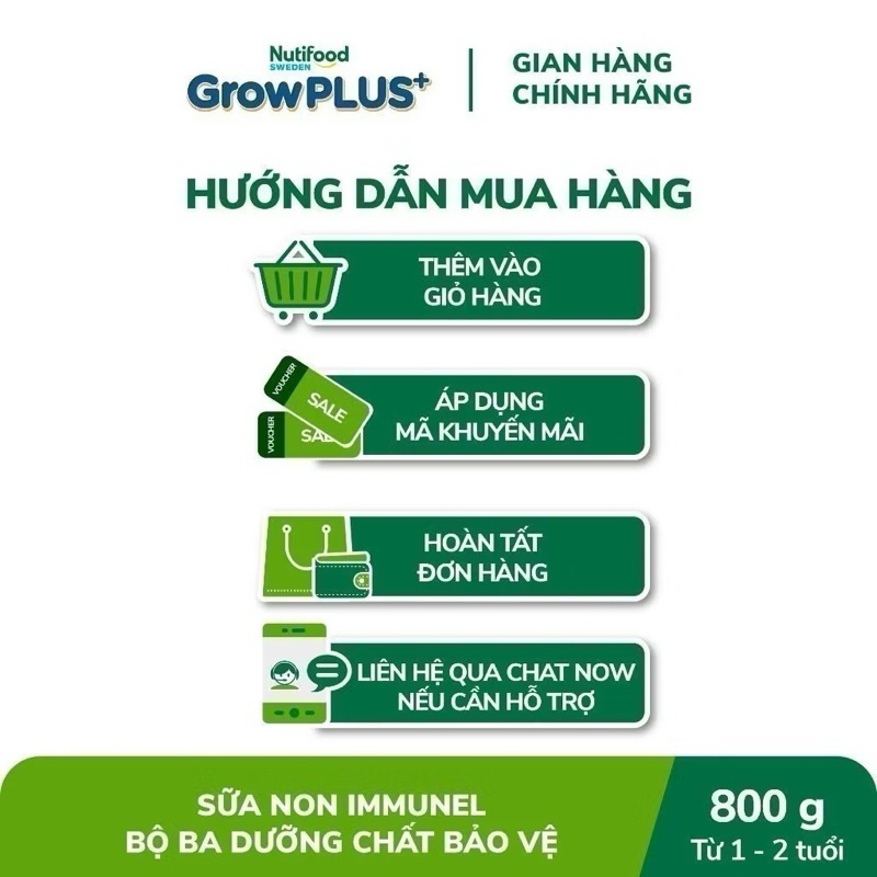Sữa Bột GrowPLUS 1+ Sữa Non Immunel Lon - 800g [Trên 1 Tuổi]