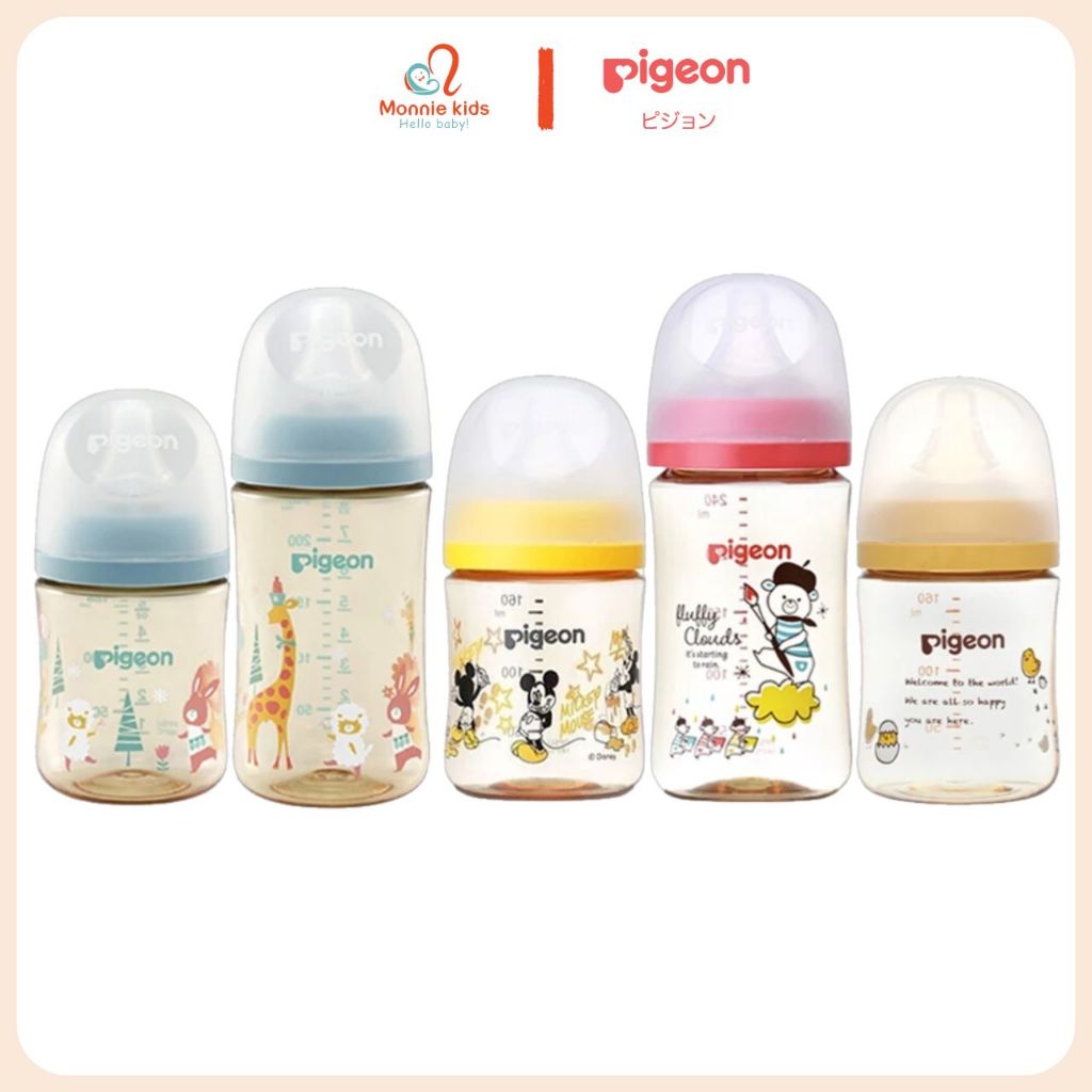 Bình sữa Pigeon Plus WN3 hình gấu cho bé 160ml/240ml, bình sữa trẻ em ...