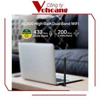 USB thu sóng wifi 2 băng tần TP-Link Archer T2U-Plus chuẩn AC600 256-QAM
