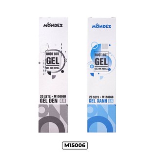 Hộp 40 Ngòi Bút Gel MONDEZ, Ruột Bút 0.5mm Thay Thế Mực Xanh Đen Nhanh Khô, Ra Đều M15006- Dùng Cho Bút M15004
