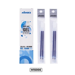 Hộp 40 Ngòi Bút Gel MONDEZ, Ruột Bút 0.5mm Thay Thế Mực Xanh Đen Nhanh Khô, Ra Đều M15006- Dùng Cho Bút M15004
