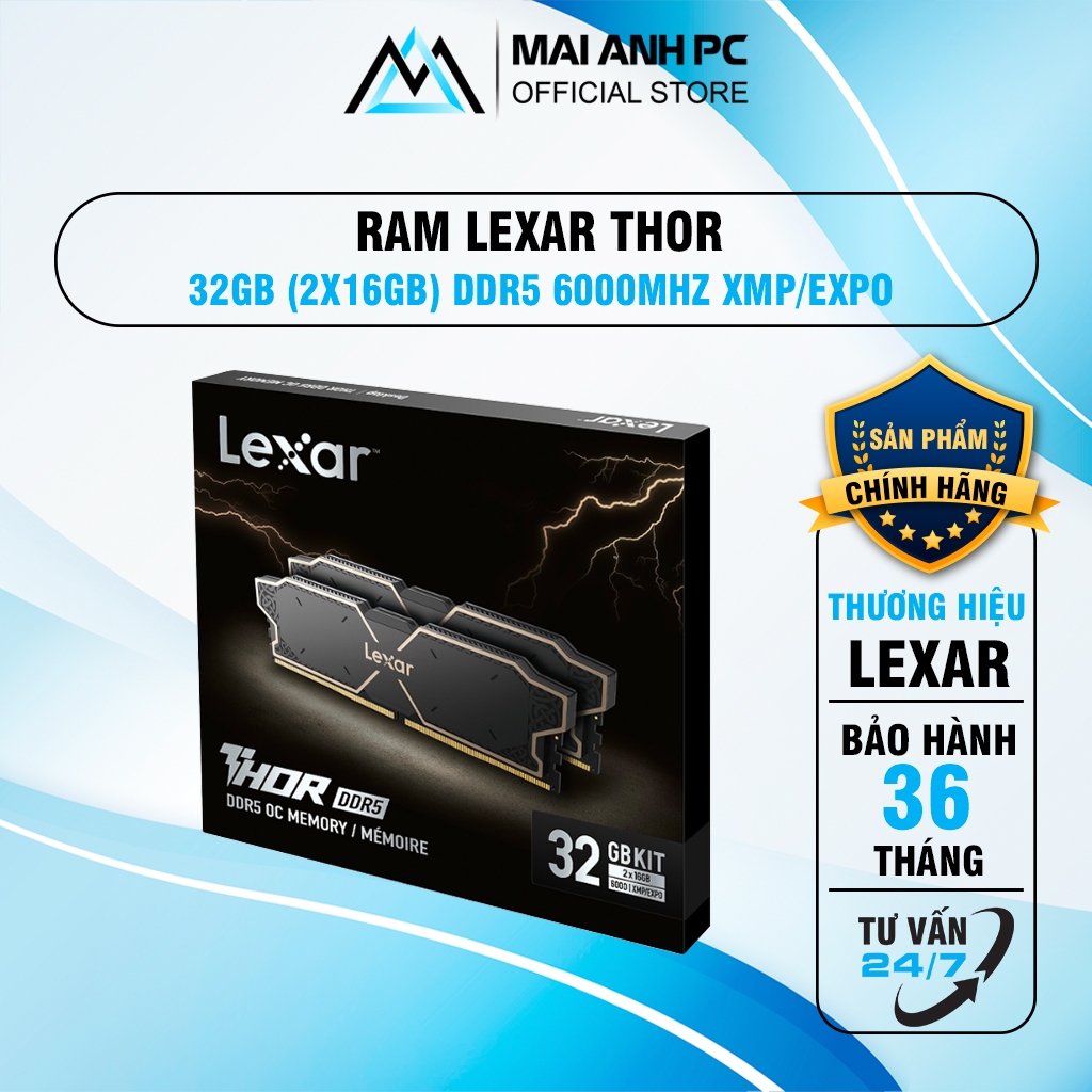 Ram LEXAR THOR 32GB (2X16GB) DDR5 6000MHZ XMP/EXPO | Shopee Việt Nam