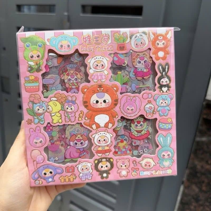Hộp 96 miếng dán Sticker Baby Three Hot Nhãn dán Baby Three trang trí ...