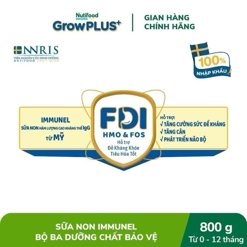 Sữa Bột GrowPLUS 0+ Sữa Non Immunel - Lon 800g [0-12 Tháng]
