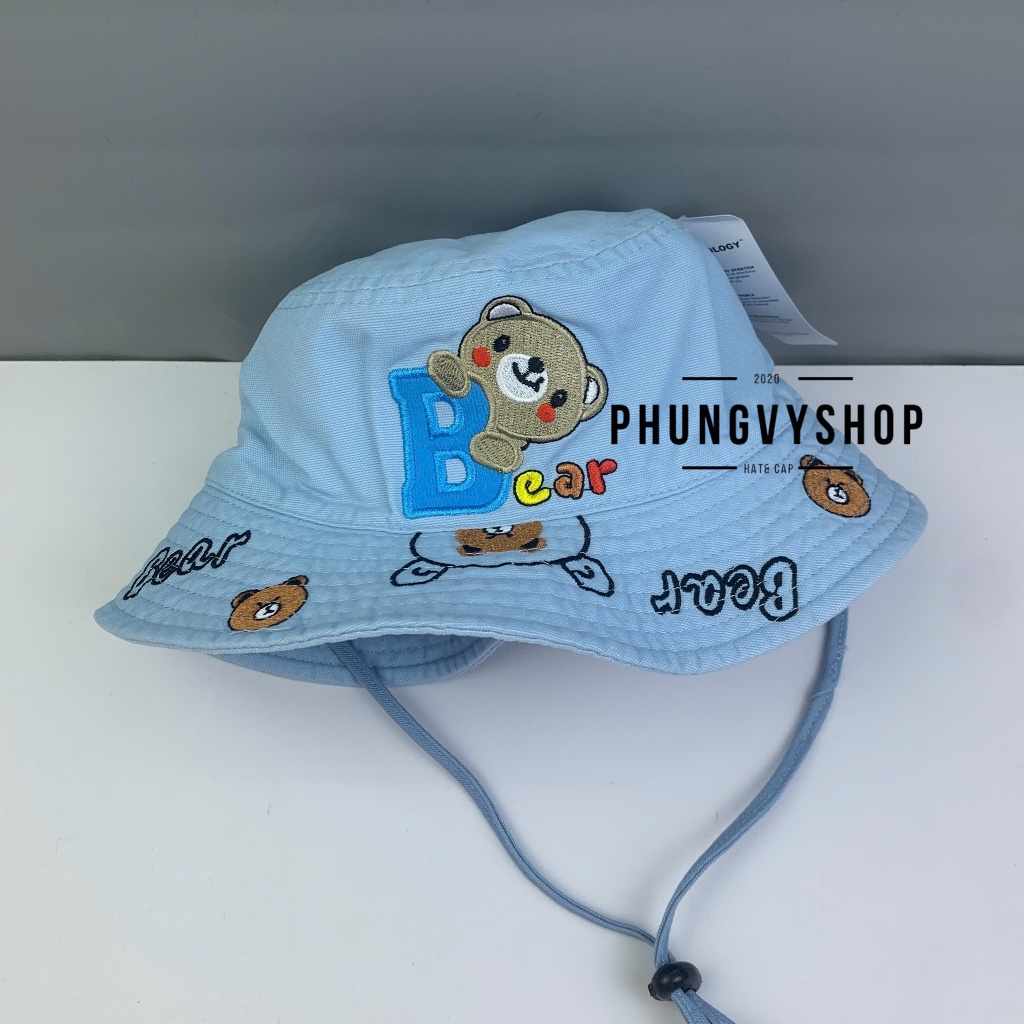Bé 3-5Tuổi, Mũ bucket tai bèo vành trẻ em trai gái phungvyshop- Nón trung / Bo trung GẤU ÔM CHỮ B /