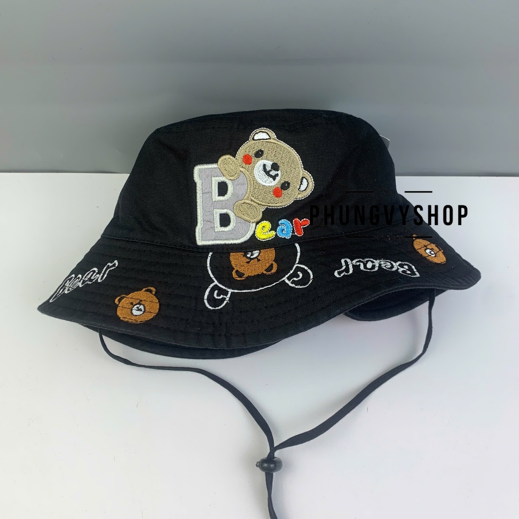 Bé 3-5Tuổi, Mũ bucket tai bèo vành trẻ em trai gái phungvyshop- Nón trung / Bo trung GẤU ÔM CHỮ B /