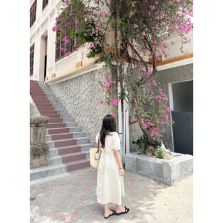 Đầm linen tay bồng thiết kế Ma Vie