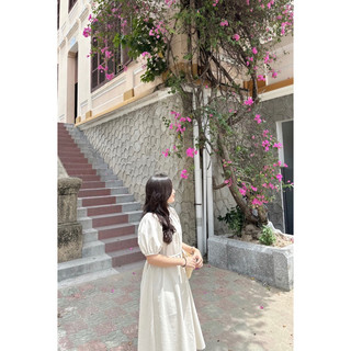 Đầm linen tay bồng thiết kế Ma Vie