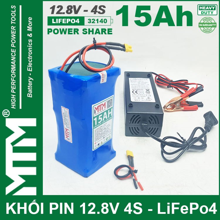 Pin sắt 12.8V 15Ah 4S LiFePo4 chịu tải tối đa 30A - Cell 32140 mới ...