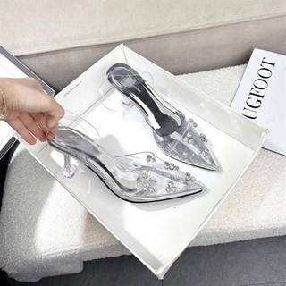 Sandal cao 9 phân quai trong lót bạc đính đá mica9p