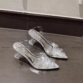Sandal cao 9 phân quai trong lót bạc đính đá mica9p