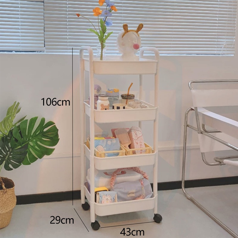 Phiên bản nâng cấp Kệ để đồ đa năng 4 tầng  có bánh xe di chuyển tiện lợi kệ sách đựng đồ phòng khách phòng ngủ nhà tắm