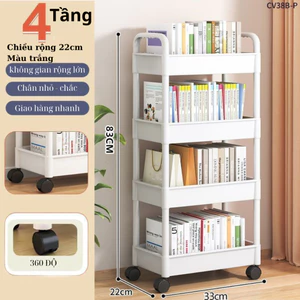 Phiên bản nâng cấp Kệ để đồ đa năng 4 tầng có bánh xe di chuyển tiện lợi kệ sách đựng đồ phòng khách phòng ngủ nhà tắm