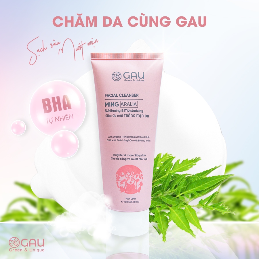 Sữa rửa mặt Sạch Mụn GAU Mềm Mịn Sáng Giảm Nám ẩn Ming Aralia Whitening & Moisturizing 200ml