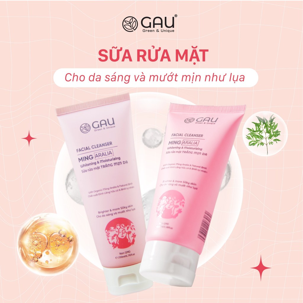 Sữa rửa mặt Sạch Mụn GAU Mềm Mịn Sáng Giảm Nám ẩn Ming Aralia Whitening & Moisturizing 200ml