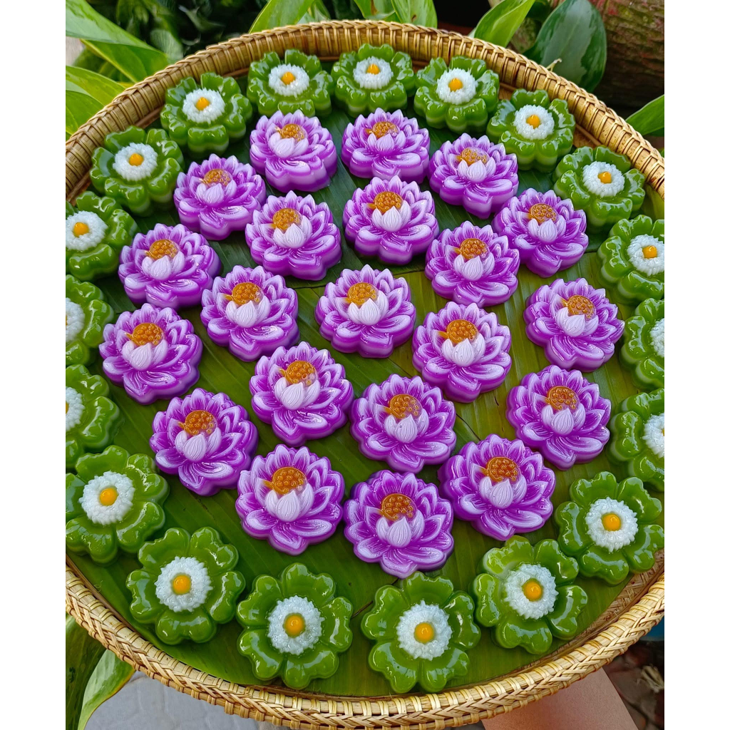 Bộ 10 khuôn silicon hình hoa sen, hoa hồng 5cm