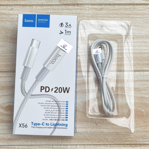 Dây sạc nhanh Hoco X56 PD 20w bọc dù chống đứt cho IPhone 14 13 12 11 Seri x xsm xr
