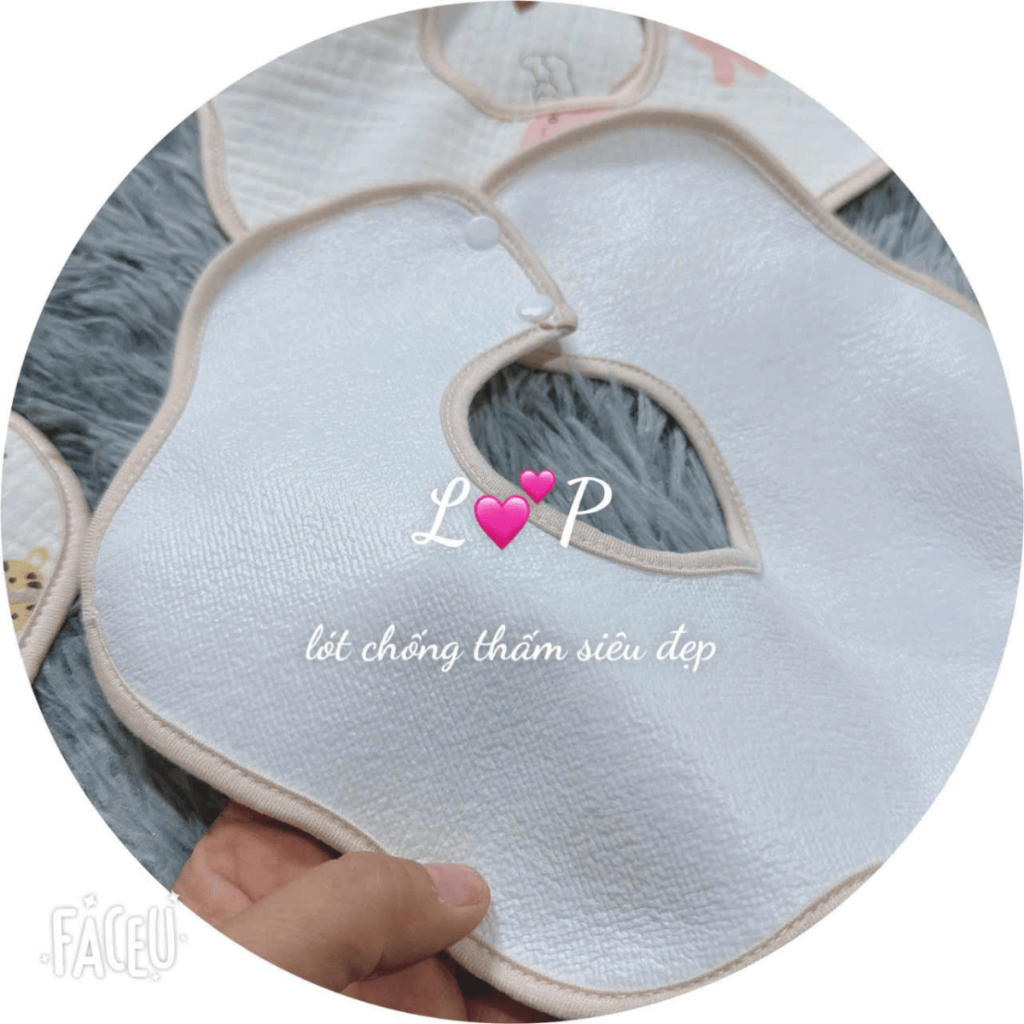 Set 4 Yếm Tròn Xô Muslin Chống Thấm Cúc Bấm Lp in họa tiết - 4 lớp cao cấp mềm mại cho bé trai bé gái Đậu Đậu Store