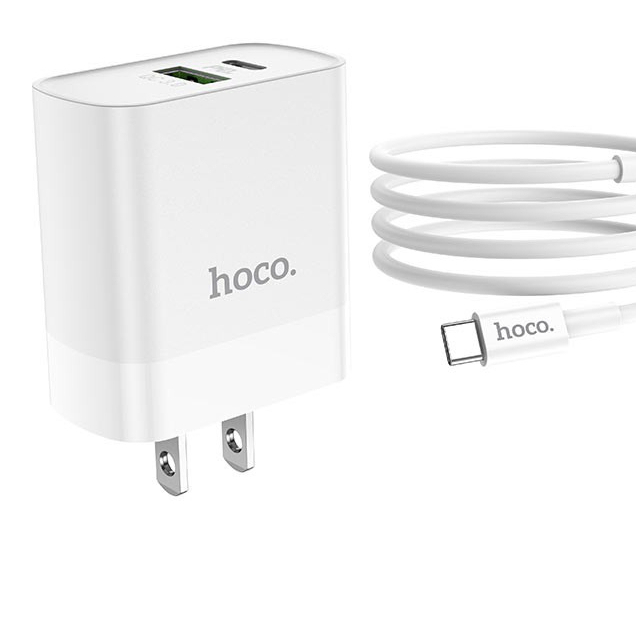 Bộ sạc nhanh 20w 1 cổng TypeC và 1 cổng USB Hoco C80 cho IPhone 15 16 /andoird - QC 3.0 typeC PD 20W