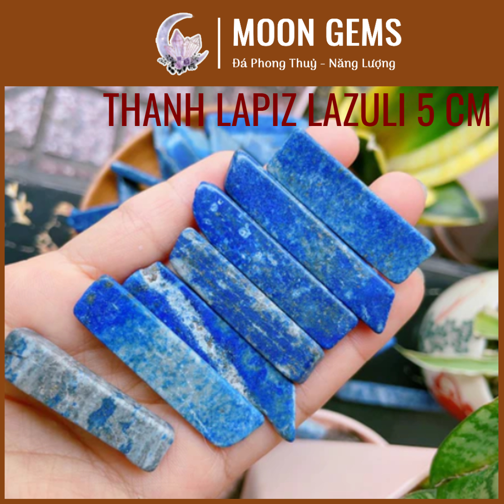 Đá Lapiz Lazuli phong thủy thanh tẩy mài bóng Moon Gems , Đá Lưu Ly đã ...