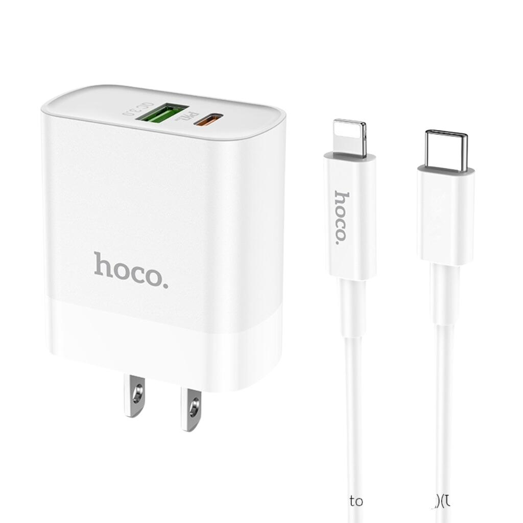 Bộ sạc nhanh Hoco C80 PD 20W 1 cổng Typec 1 cổng USB cho IPhone 14 13 12 11Seri xs xsm xr