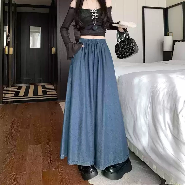 Quần Giả Váy Quần Jean Ống Rộng Nữ Quần Jean Ống Suông Nữ Quần Jean Bigsize Nữ