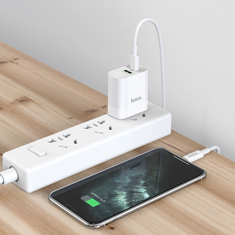 Củ sạc nhanh 2 cổng Hoco C80 1 cổng Type C 1 Cổng USB