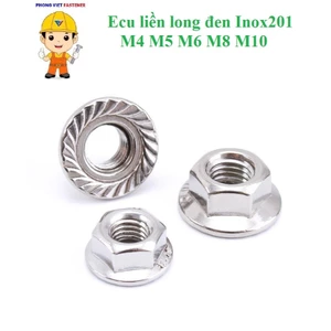 50 cái M4-M10 Đai ốc liền long đen Inox201 M4-M10