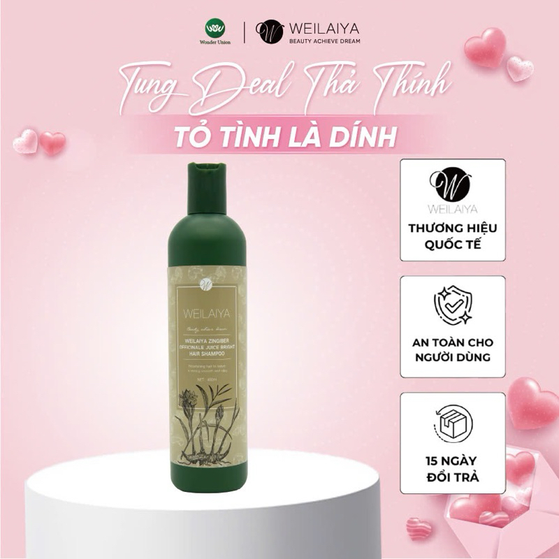 Ảnh Dầu gội đầu thảo dược Weilaiya Zingiber Officinale Juice gừng hà thủ ô giúp dưỡng, đen và kích thích mọc tóc 400ml 1