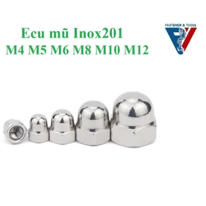 50 cái M3,M4, M5, M6, M8, M10,M12 Đai ốc mũ, ecu mũ inox201 M3-M12
