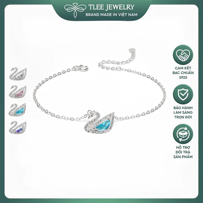 Lắc tay bạc nữ TLEE  thiên nga đính đá lấp lánh TLEEJEWELRY