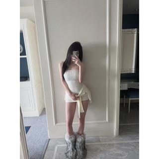 Set đầm ống dáng ngắn ôm body phối khoác ngoài tay dài dáng croptop vải len phong cách trẻ trung