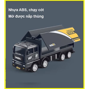 Đồ chơi mô hình xe tải container bằng nhựa ABS cứng cáp, mở được các cửa, chạy cót, kích thước lớn