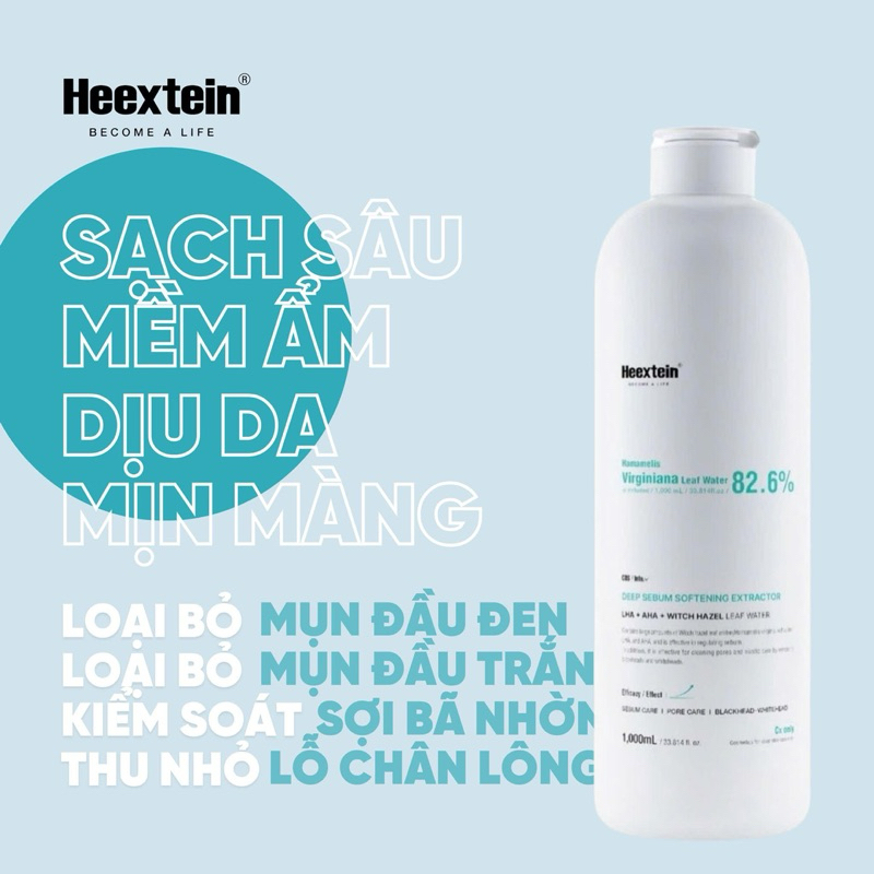Ảnh Ủ Mụn Đầu Đen Mụn Đầu Trắng Làm Sạch Sâu Kiểm Soát Bã Nhờn Heextein Deep Sebum 1000ml 1