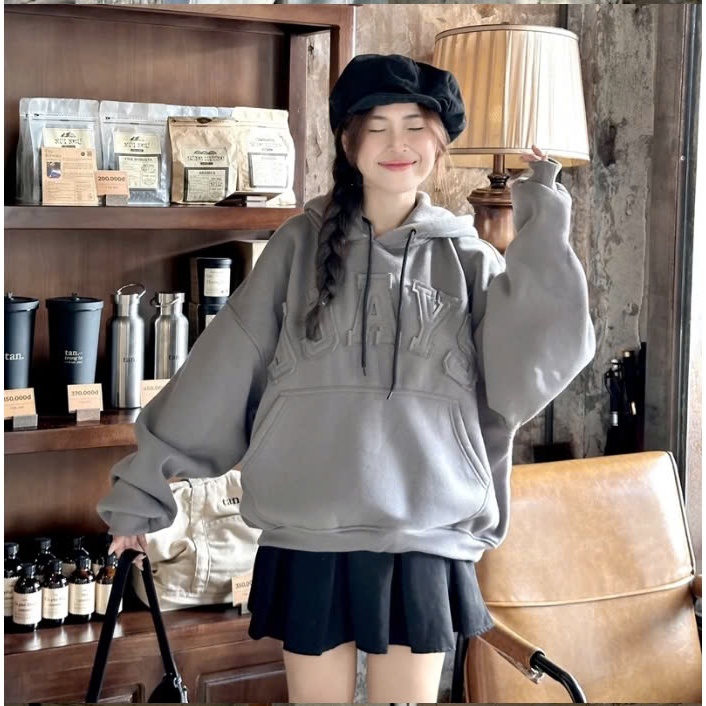 Áo hoodie nam nữ thêu đắp vải JJAYS form rộng mũ to có túi giữa trẻ trung phong cách - UNISEX SSL
