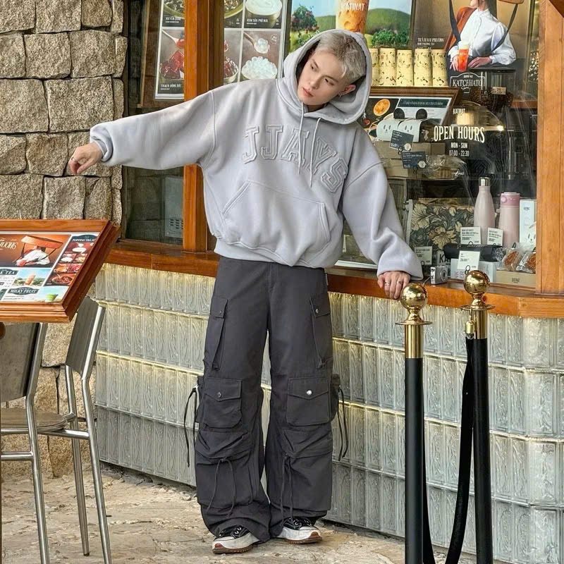 Áo hoodie nam nữ thêu đắp vải JJAYS form rộng mũ to có túi giữa trẻ trung phong cách - UNISEX SSL