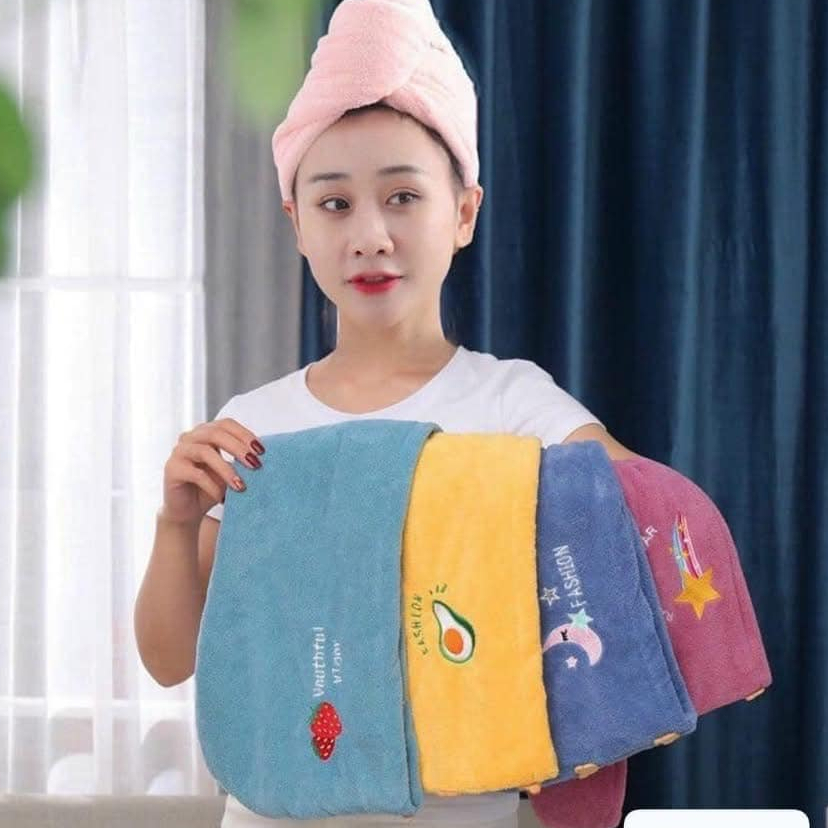 KHĂN QUẤN TÓC, Ủ TÓC KHÔ NHANH HÌNH HOA QUẢ SIÊU THẤM TIỆN LỢI