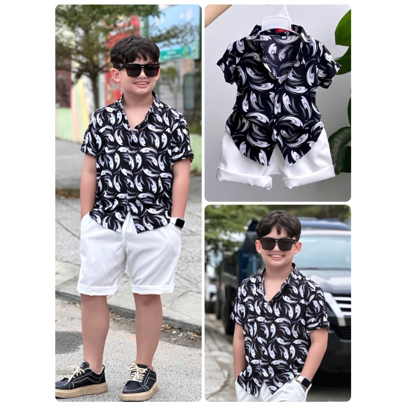 set sơmi hoạ tiết TONIBRAND thiết kế cho bé