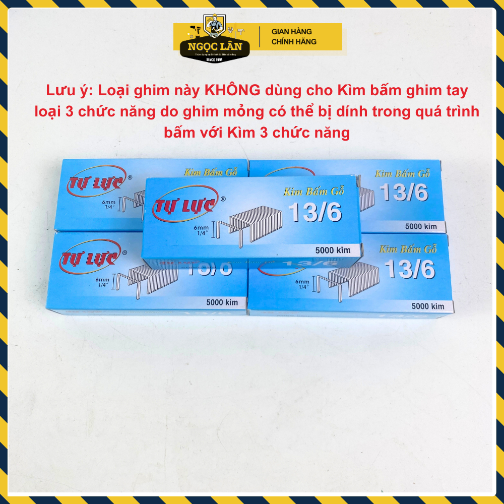 [Mua lẻ hộp] Ghim bấm gỗ, Kim bấm gỗ Tự Lực 13/6, 13/8,16/6, 16/8 hộp 5000 ghim