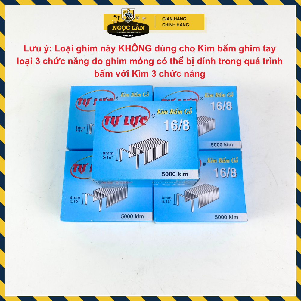 [Mua lẻ hộp] Ghim bấm gỗ, Kim bấm gỗ Tự Lực 13/6, 13/8,16/6, 16/8 hộp 5000 ghim