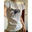 Áo Thun Baby Tee Dáng Croptop Tay Ngắn In Hình Màu Xám Dành Cho Nữ Cổ Tròn Women