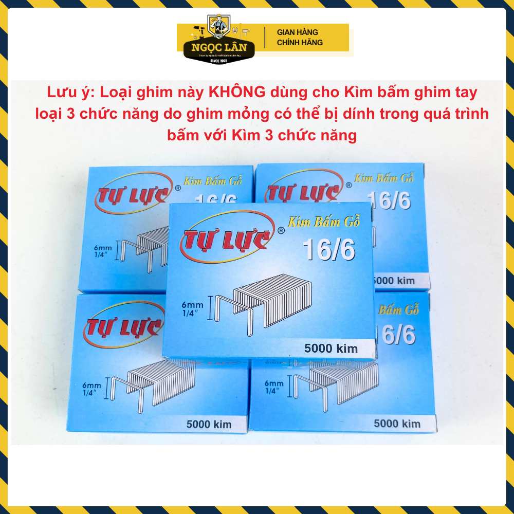 [Combo 5 hộp] Ghim bấm gỗ, Kim bấm gỗ Tự Lực 13/6, 13/8,16/6, 16/8
