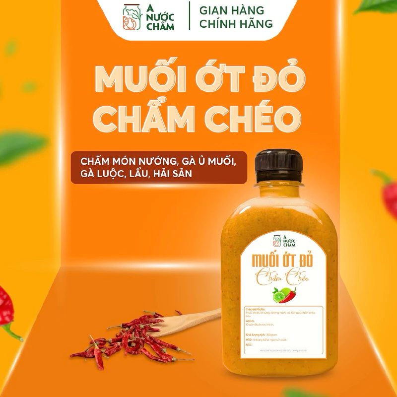 Muối chấm thịt nướng -muối ớt đỏ, sốt chấm BQQ, nước chấm hải sản,...- thương hiệu A Nước Chấm
