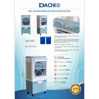 ( HCM GIAO HỎA TỐC 2H ) Quạt Điều Hòa Hơi Nước DACHI - Công Suất Cao130W Lưu Lượng Gió Lớn, Diện Tích Làm Mát 35-45m